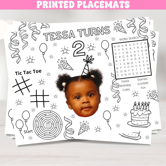 PRINTED Custom Coloring Placemat Activity Sheets, Personalized Birthday Party Decor, Kids Party Themes For Girls And Boys, Children's Table Decor