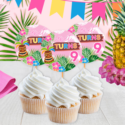 Personalized Hawaiian Luau Party Favors & Decorations | Custom Tropical Birthday Party Supplies | Digital Download