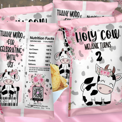 Personalized Holy Cow Birthday Party Supplies | Holy Cow I'm One Two Three | Digital Download