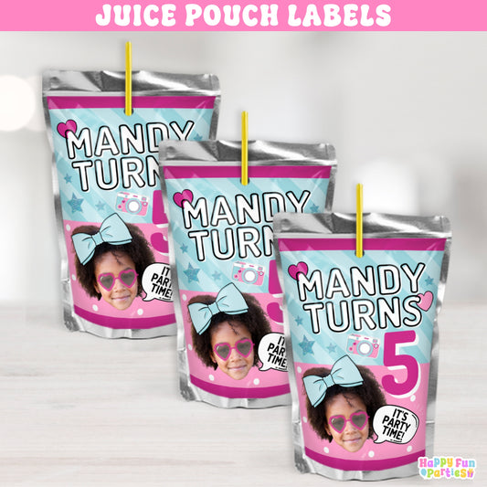 Surprise Doll Juice Pouch Labels | Personalized Party Drink Stickers