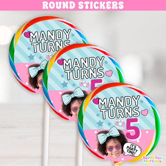 Surprise Doll Lollipop Stickers – Personalized Party Favor Labels