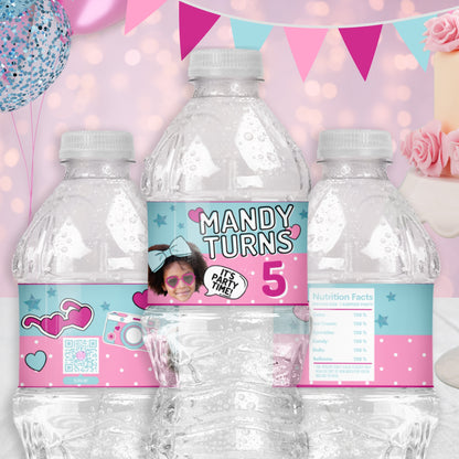 Surprise Doll Water Bottle Labels | Personalized Party Drink Stickers