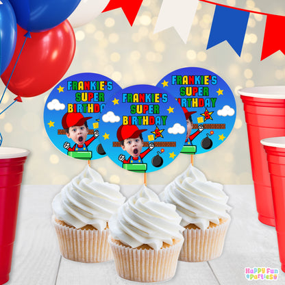 Arcade Adventure Cupcake Toppers | Personalized Pixel Party Decorations