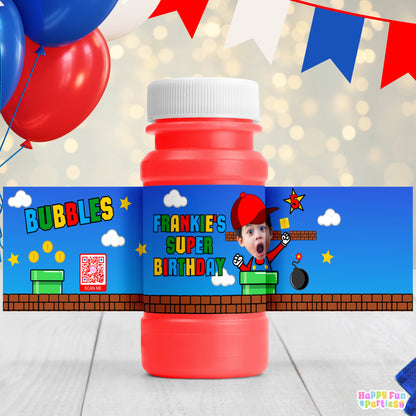 Personalized Retro Bubble Bottle Labels | Video Game Party Stickers