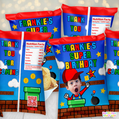 Digital Arcade Party Favors | Printable Snack Bags, Labels & Decorations