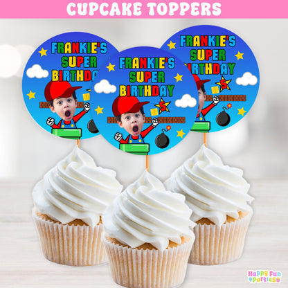 Arcade Adventure Cupcake Toppers | Personalized Pixel Party Decorations