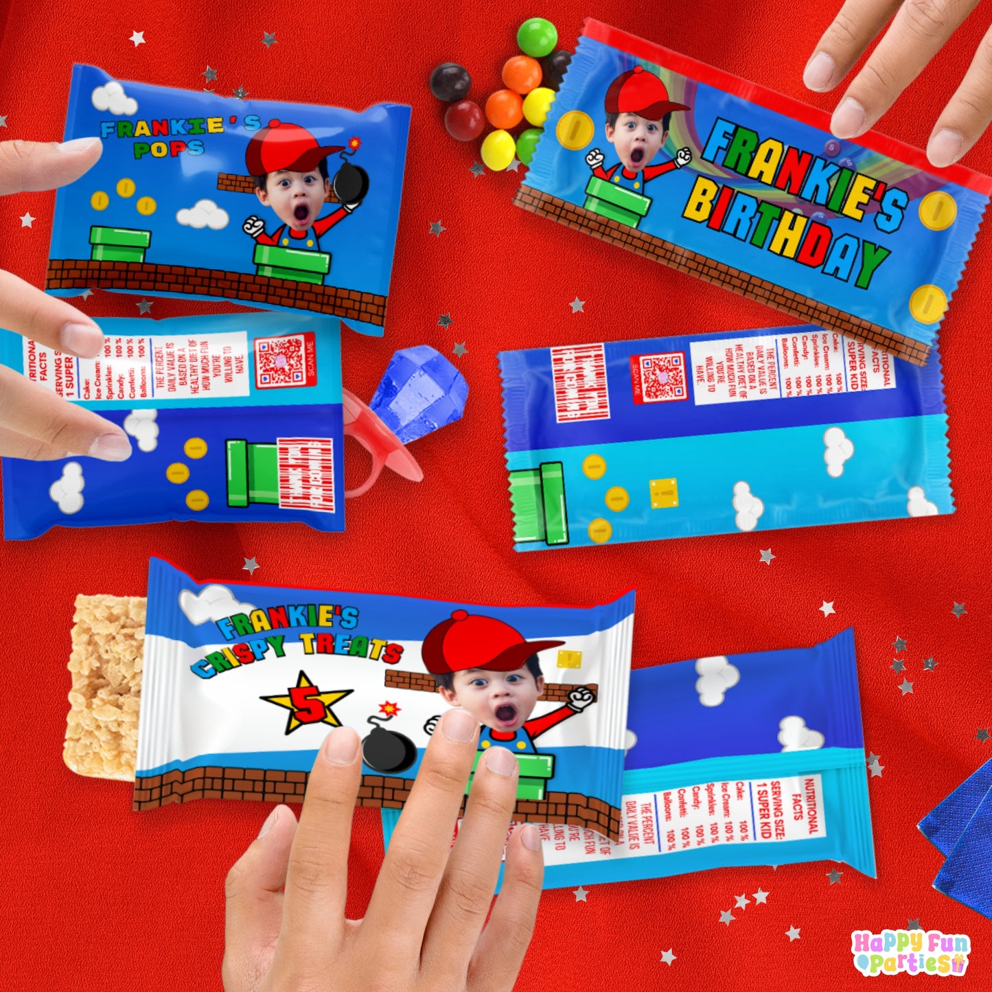 Digital Arcade Party Favors | Printable Snack Bags, Labels & Decorations