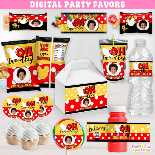 Personalized Oh Twodles Party Supplies For Mouse Themed 2nd Birthday Party 1st First Birthday Party Decor | Digital Download