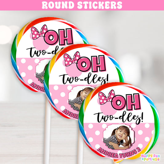 Personalized Oh Twodles Lollipop Stickers | 1st 2nd Birthday Party Favor Labels