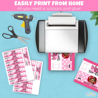 Personalized Oh Twodles Themed Pink Party Favor Supplies | Digital Download