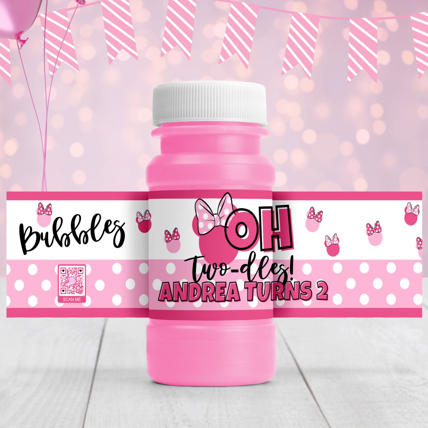 Personalized Oh Twodles Themed Pink Party Favor Supplies | Digital Download