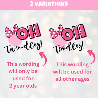 Personalized Oh Twodles Themed Pink Party Favor Supplies | Digital Download