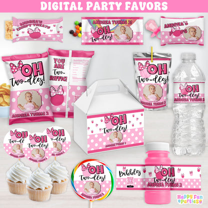 Personalized Oh Twodles Themed Pink Party Favor Supplies | Digital Download