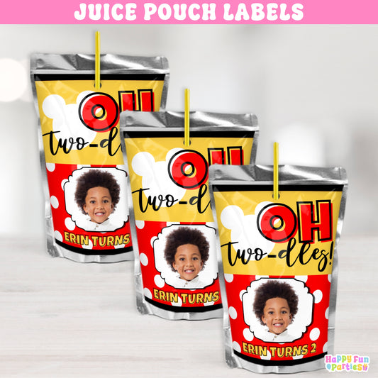 Personalized Oh Twodles Mouse Themed Juice Pouch Labels | Mouse Birthday Decor