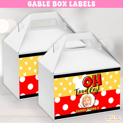 Personalized Oh Twodles Boy Mouse Birthday Party Gable Box Label Stickers | 2nd Birthday Party Decor,