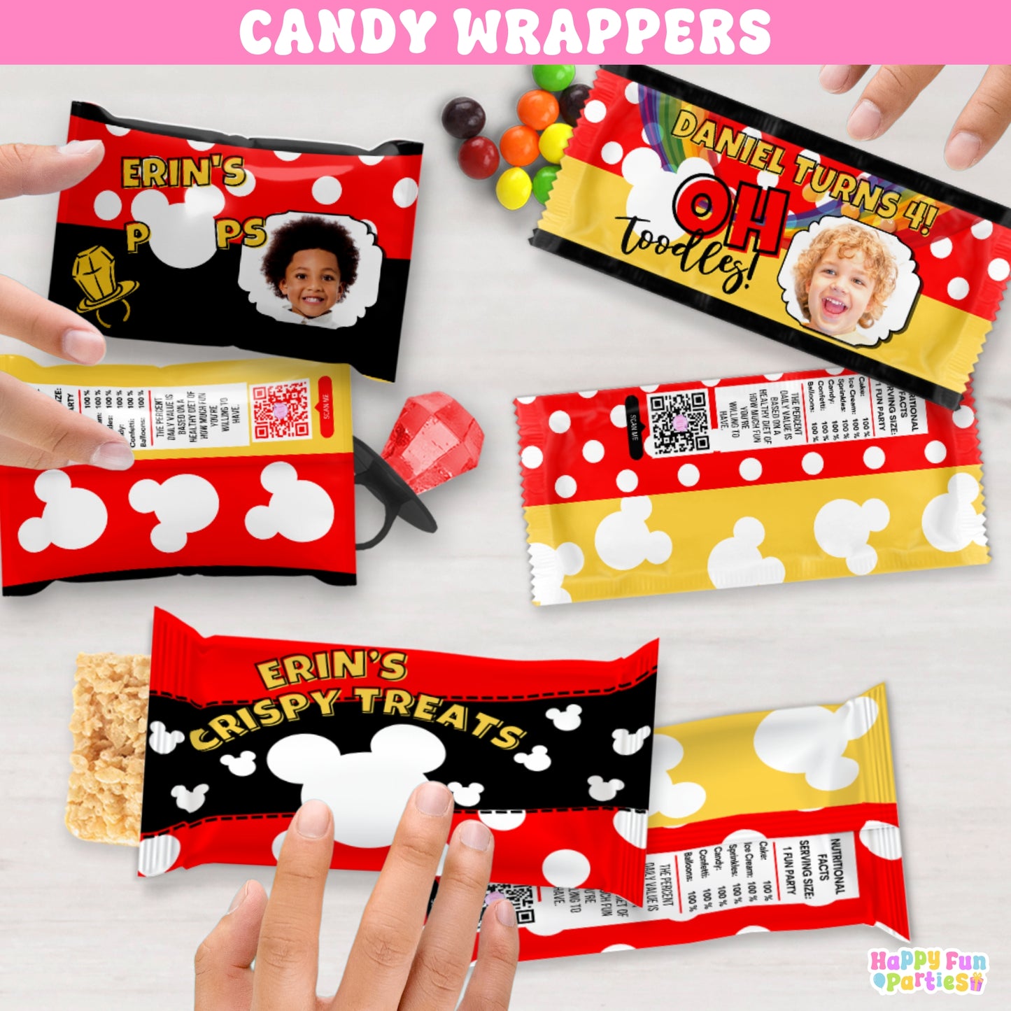 Personalized Mouse Themed Ring Candy Wrappers | Oh Twodles Boy 2nd Birthday Party Decorations