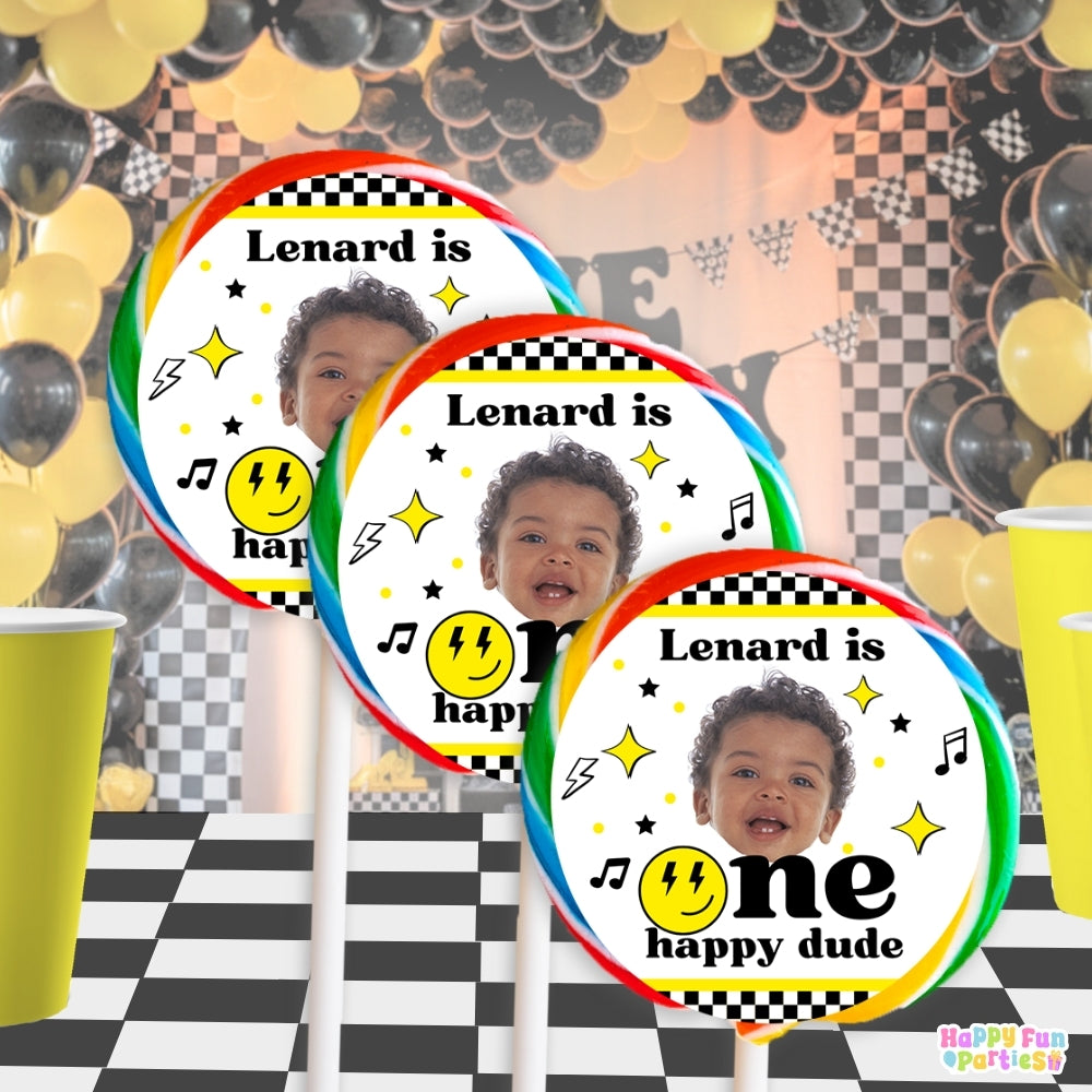 Digital One Happy Dude Party Favors | Printable Snack Bags, Labels & Decorations