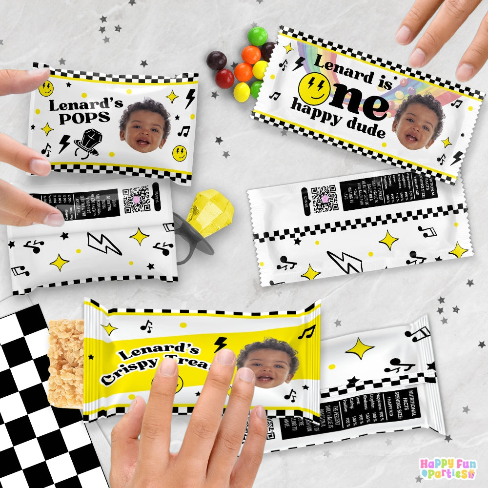 Custom One Happy Dude Candy Wrappers | Personalized Birthday Favors