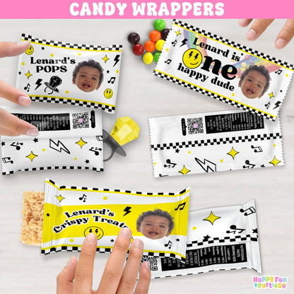 Custom One Happy Dude Candy Wrappers | Personalized Birthday Favors