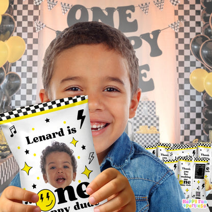 Personalized One Happy Dude Snack Bags | Custom Retro Birthday Favor