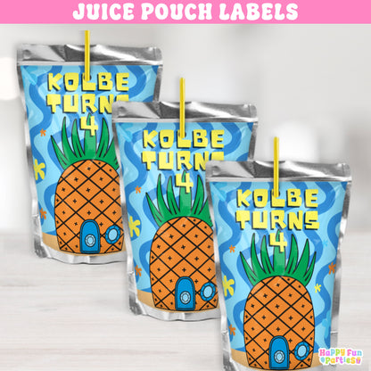 Personalized Pineapple Juice Pouch Labels | Nautical Birthday Party Favors