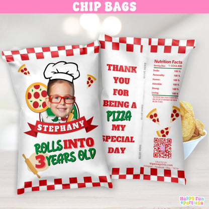 Personalized Pizza Party Chip Bag Labels | Custom Birthday Favors