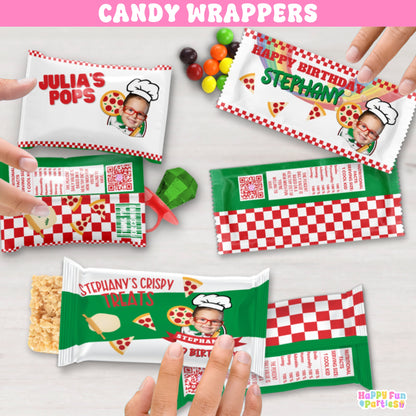 Personalized Pizza Party Candy Wrappers | Custom Birthday Favors