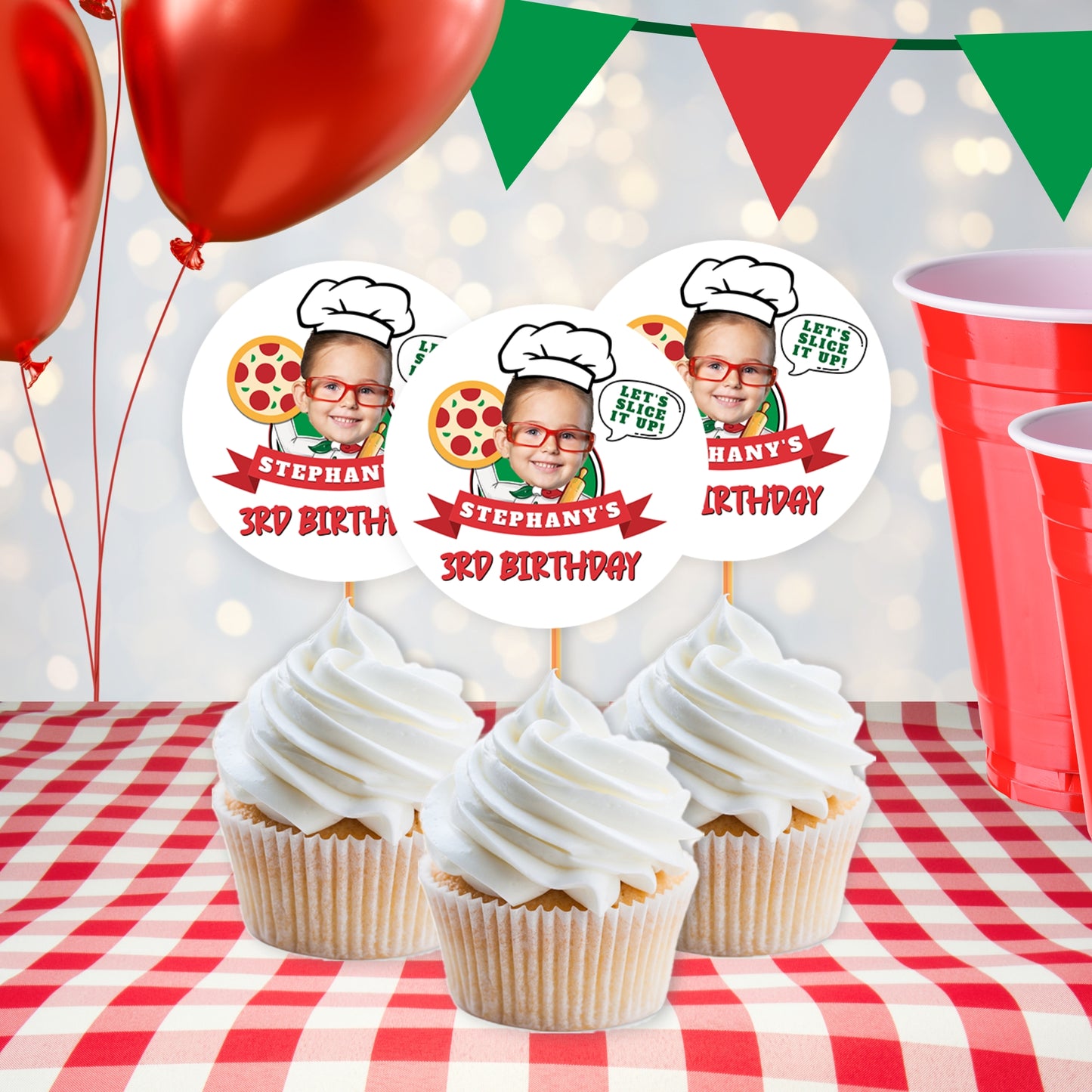 Personalized Pizza Birthday Party Favors And Decorations | Digital Download