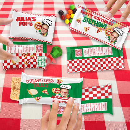 Personalized Pizza Party Candy Wrappers | Custom Birthday Favors