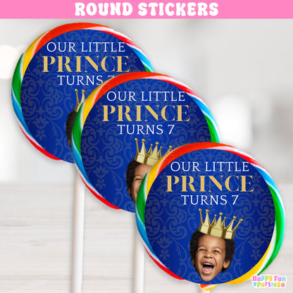 Personalized Royal Stickers | Custom Prince Party Favor Labels