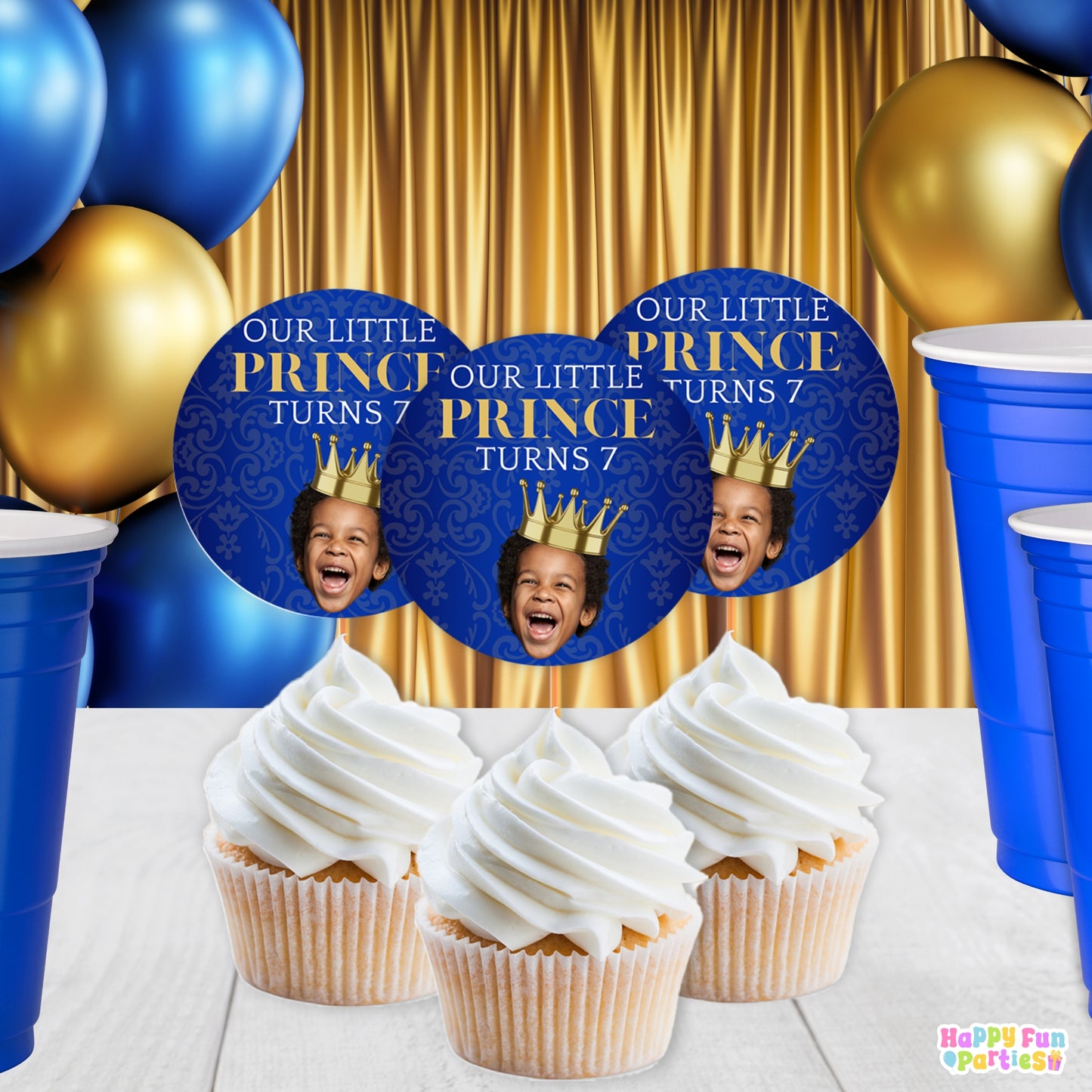 Majestic Prince Cupcake Toppers | Personalized Royal Party Decorations