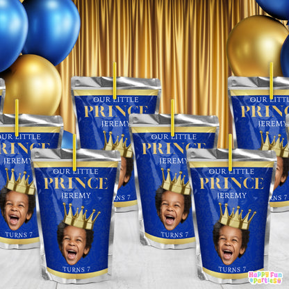 Custom Prince Juice Labels | Personalized Royal Birthday Drink Stickers