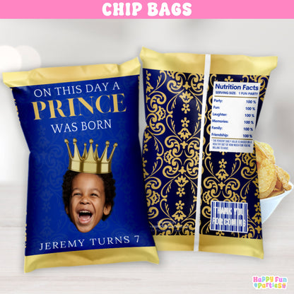 Personalized Royal Prince Snack Bags | Custom Elegant Party Favor