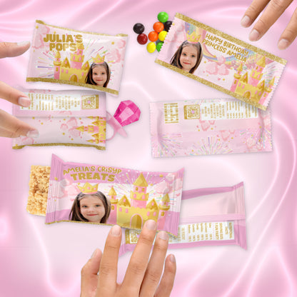 Personalized Princess Birthday Party Supplies | Pink And Gold Princess Party Favors | Digital Download