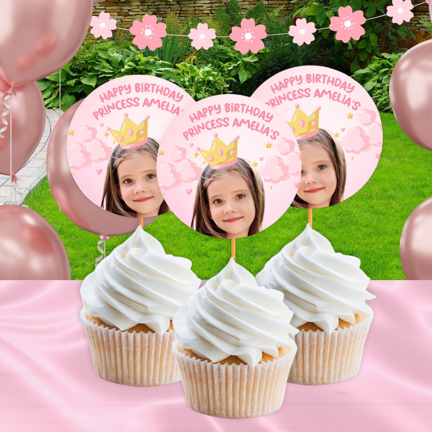 Personalized Princess Birthday Party Supplies | Pink And Gold Princess Party Favors | Digital Download