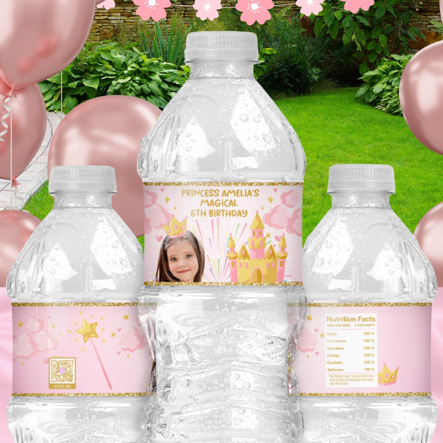 Personalized Princess Birthday Party Supplies | Pink And Gold Princess Party Favors | Digital Download