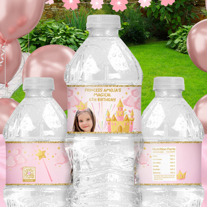 Personalized Princess Birthday Party Supplies | Pink And Gold Princess Party Favors | Digital Download