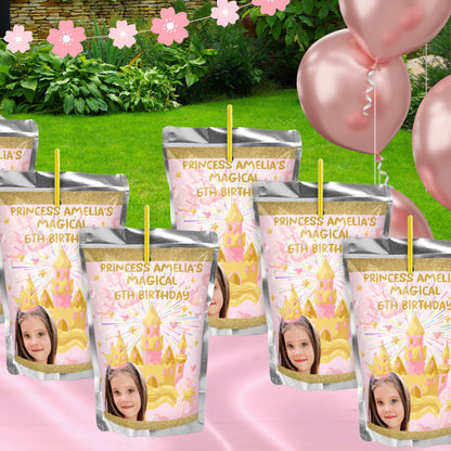 Personalized Princess Birthday Party Supplies | Pink And Gold Princess Party Favors | Digital Download