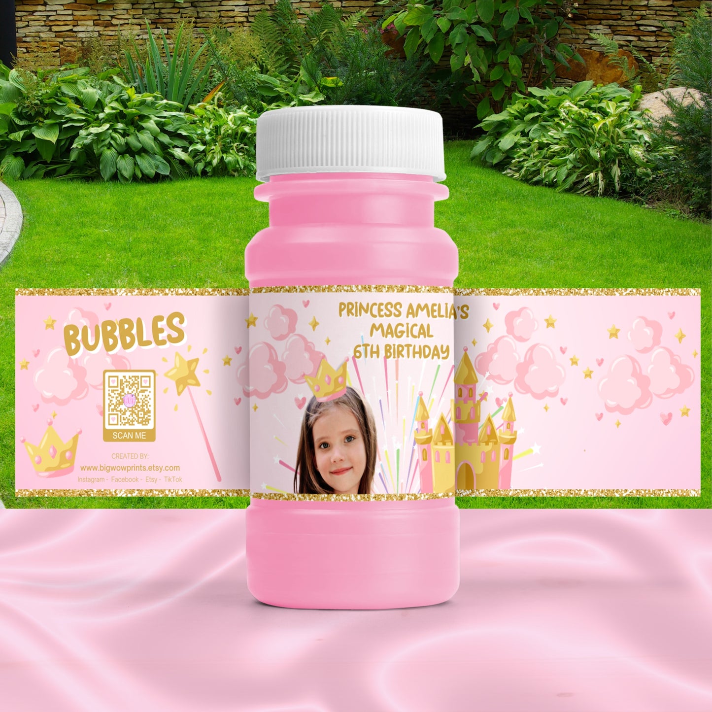 Personalized Princess Birthday Party Supplies | Pink And Gold Princess Party Favors | Digital Download