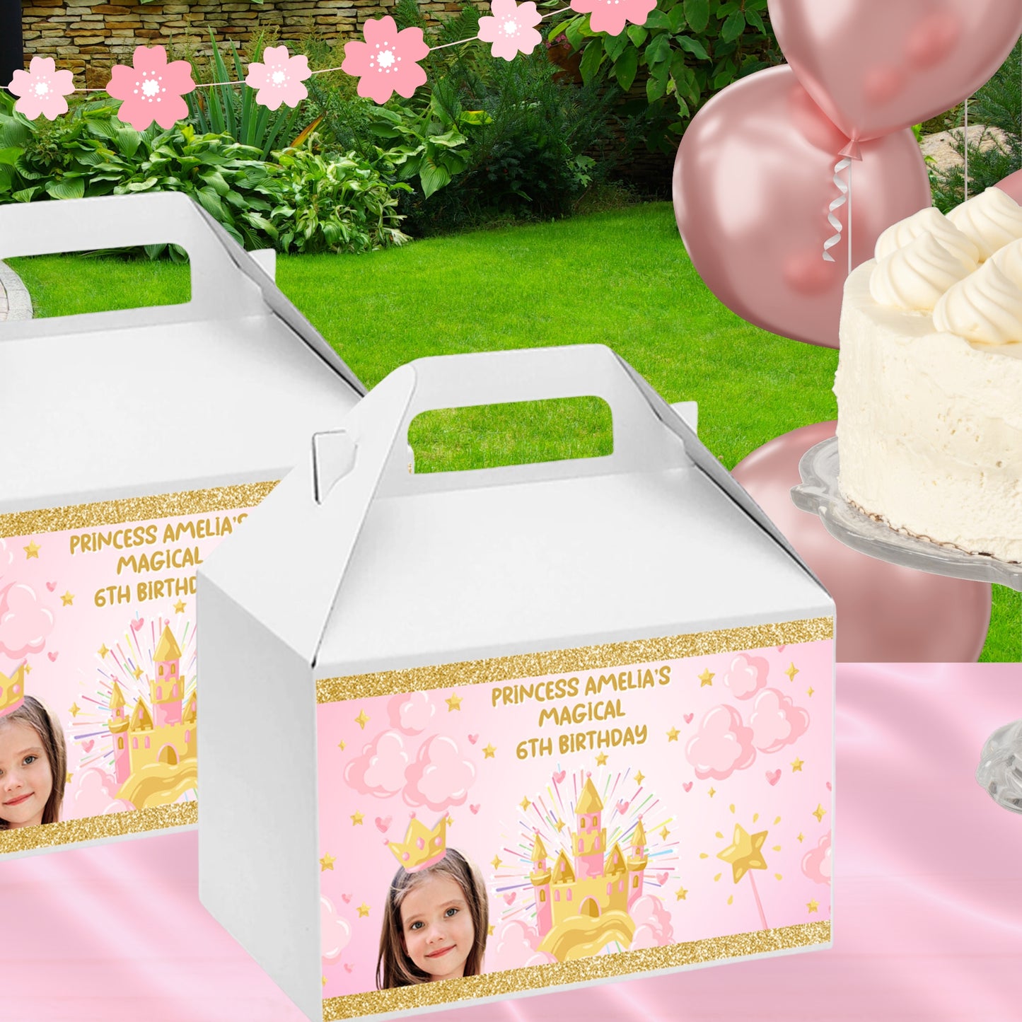 Personalized Princess Birthday Party Supplies | Pink And Gold Princess Party Favors | Digital Download