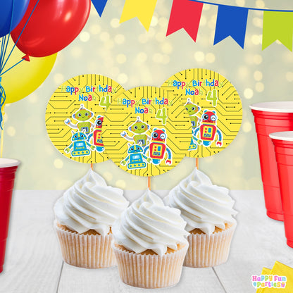 Digital Robot Party Favors | Printable Snack Bags, Labels & Decorations