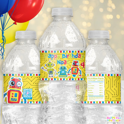 Digital Robot Party Favors | Printable Snack Bags, Labels & Decorations