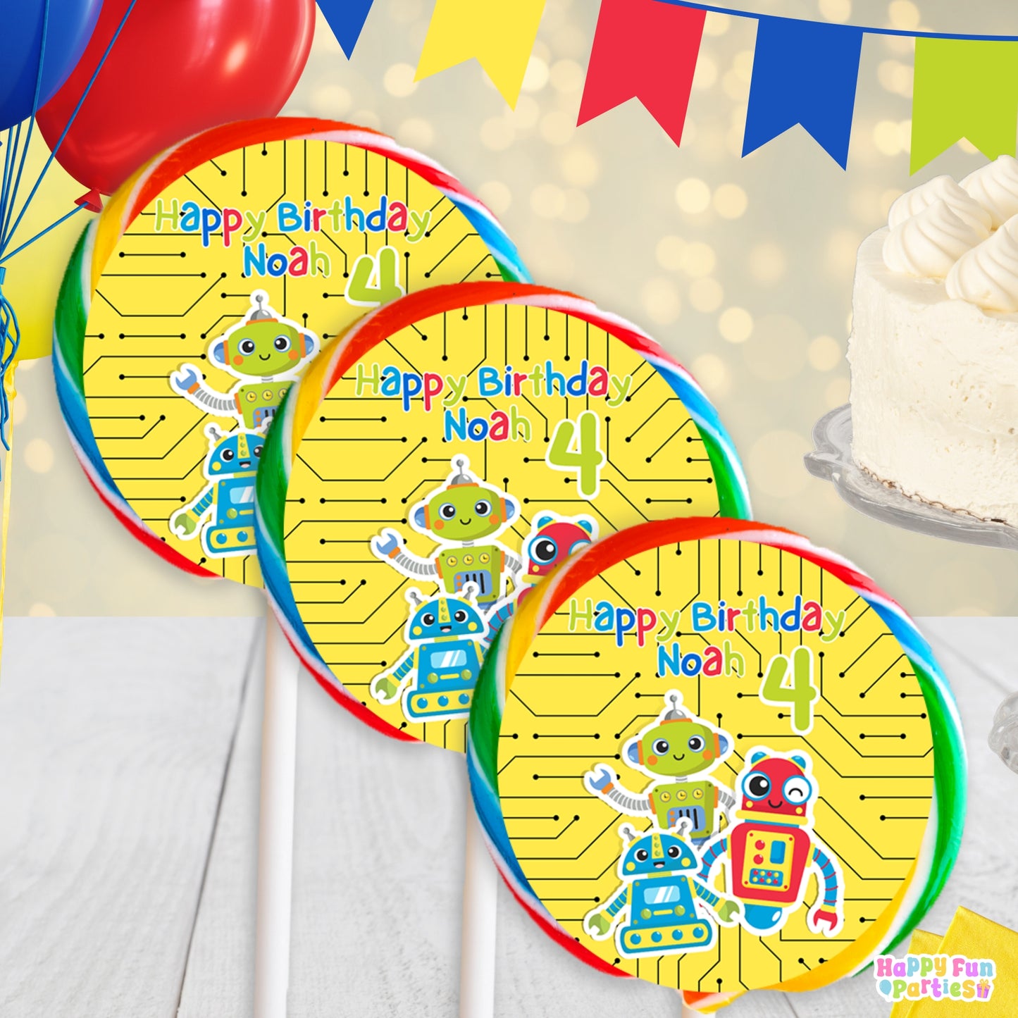 Digital Robot Party Favors | Printable Snack Bags, Labels & Decorations