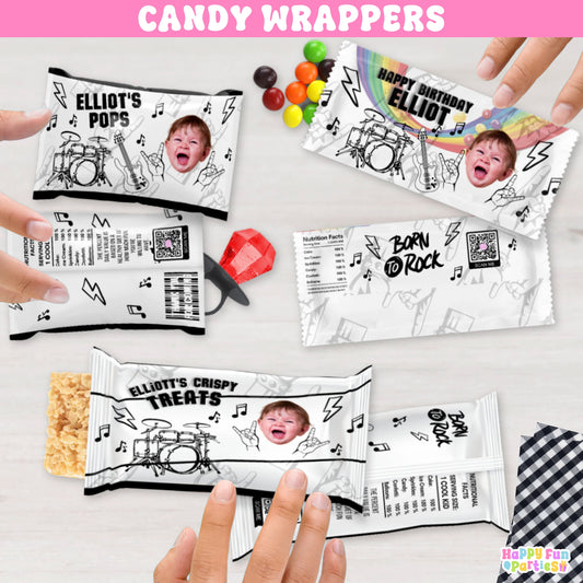 Personalized Rock and Roll Candy Wrappers | Rockstar Birthday Party Favors