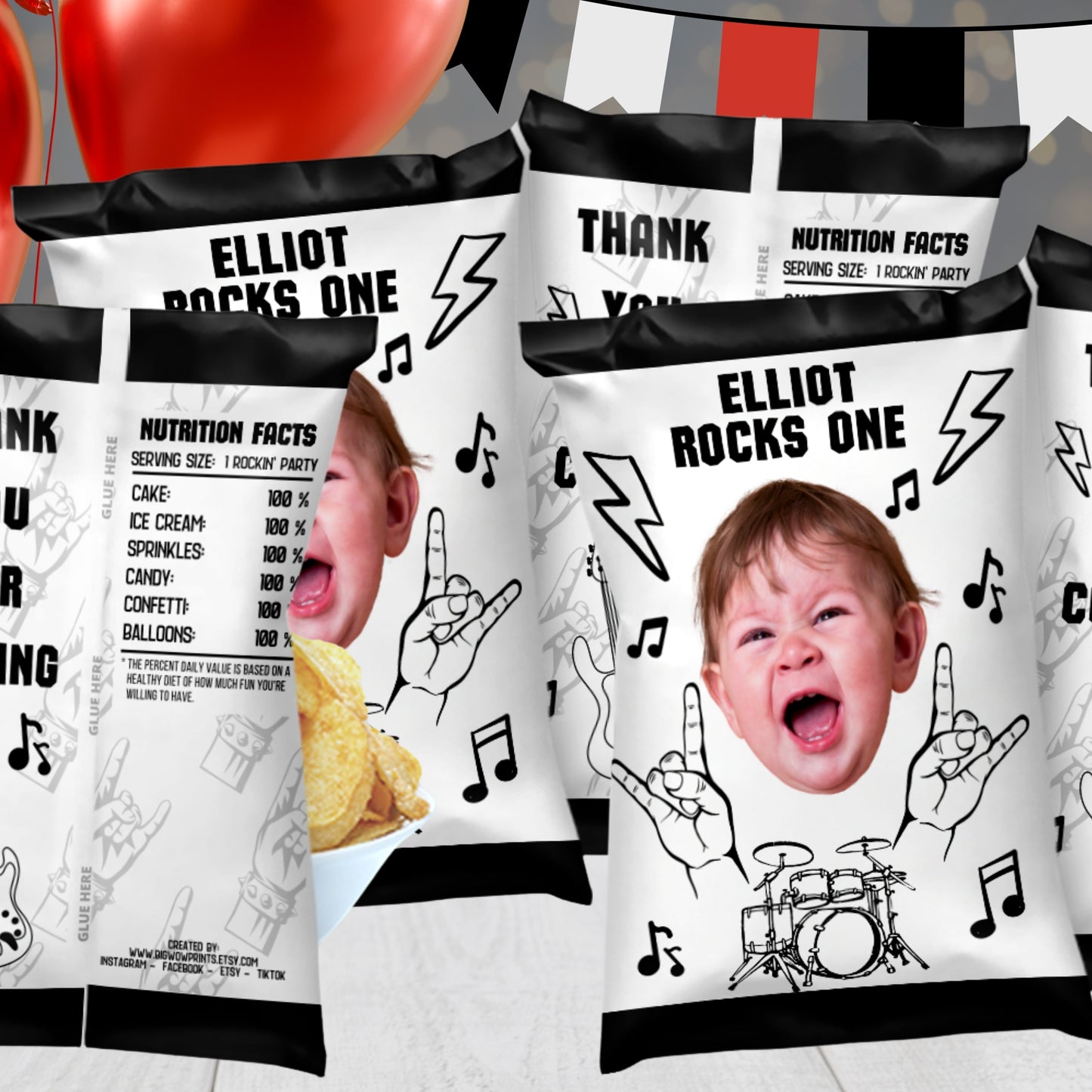 Personalized Rock And Roll Party Favors | Rock Star Music Party Supplies | Digital Download