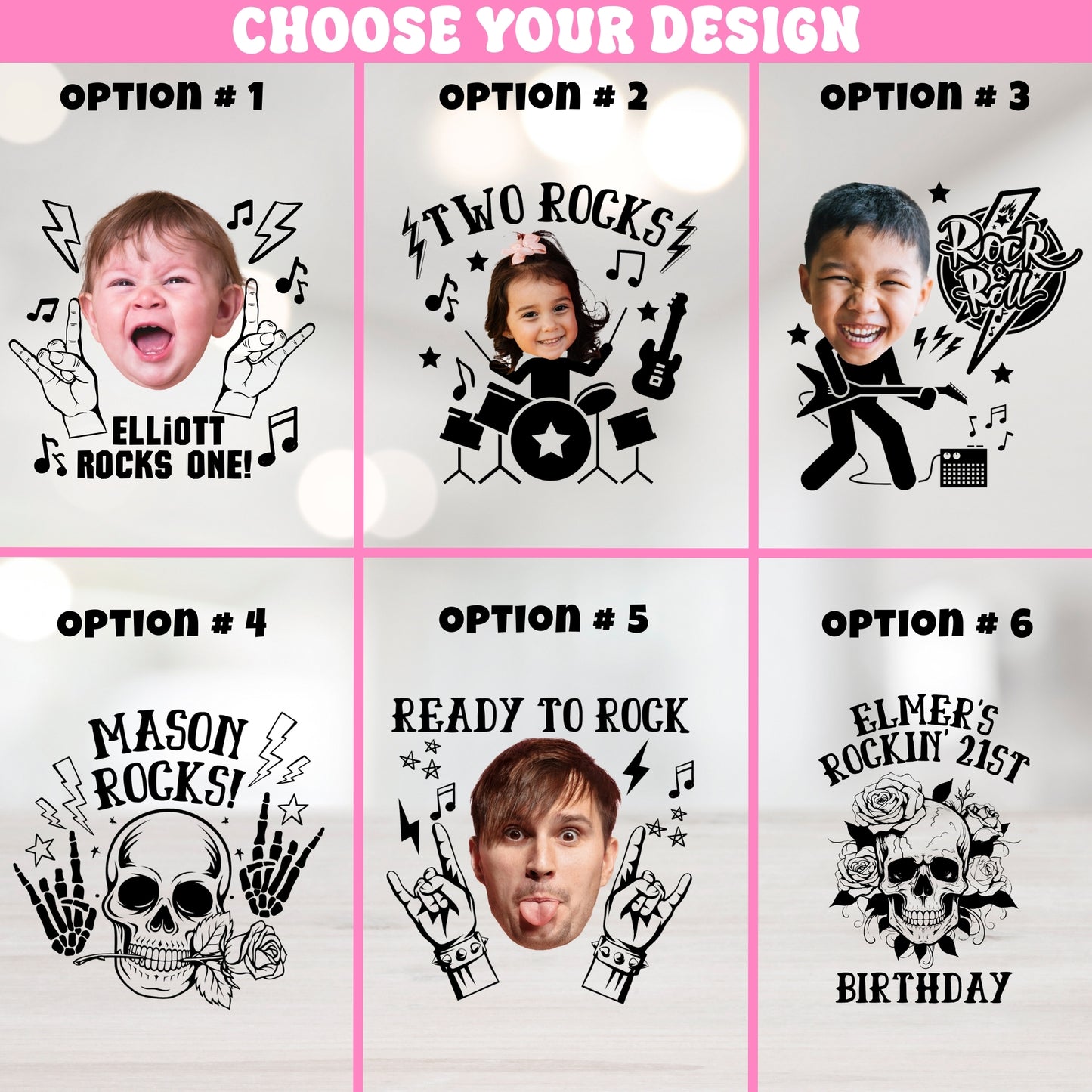 Rock and Roll Birthday Tattoos | Rock Star Party Favors| Rockin One First Birthday | Born Two Rock 2nd Birthday