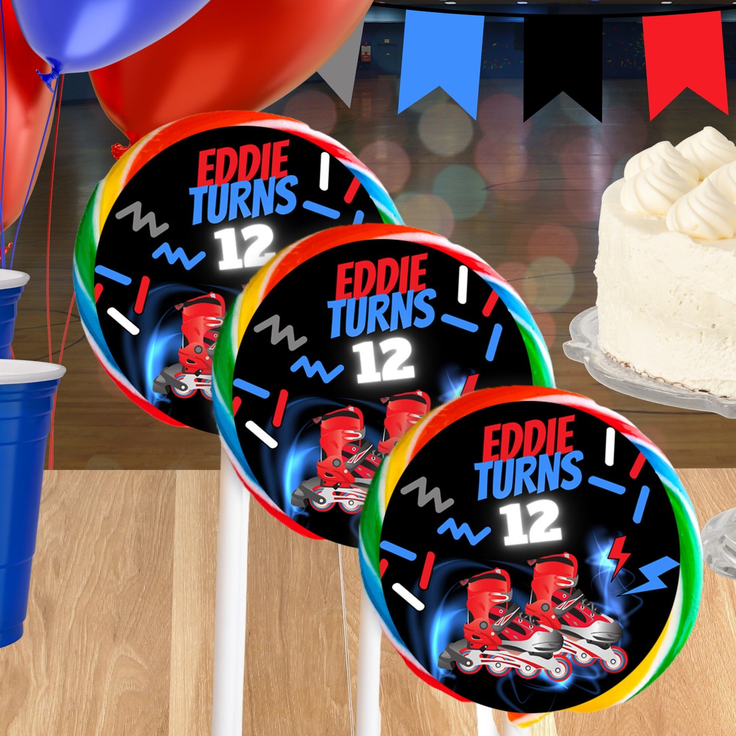 Roller Skates Digital Party Favors | Custom Printable Birthday Decorations