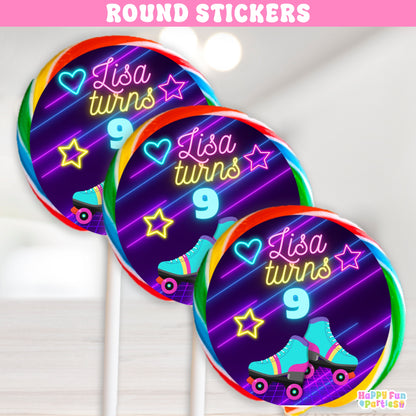 Personalized Skating Stickers | Custom Glow Party Favor Labels