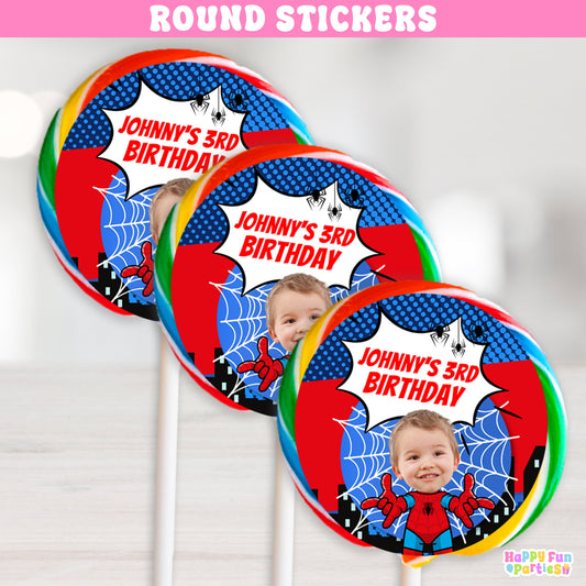 Custom Superhero Lollipop Stickers | Hero Party Favor Labels