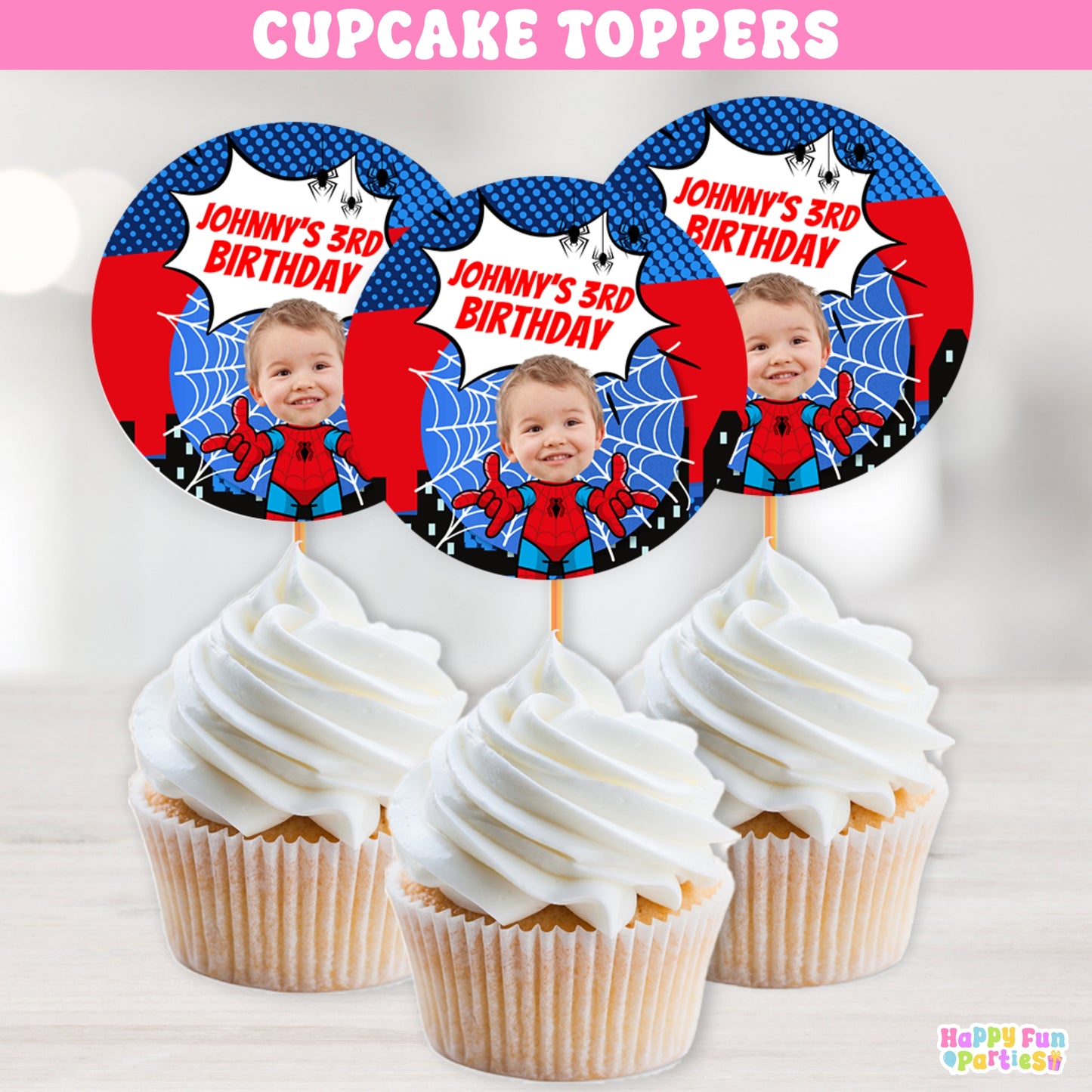 Personalized Superhero Cupcake Toppers | Custom Hero Party Decor